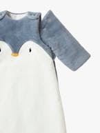 Saco de bebé com mangas amovíveis, em microfibra, tema Pingouin BRANCO CLARO LISO COM MOTIVO 