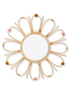 Espelho em rattan com pompons -Espelho em rattan com pompons