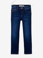 Jeans direitos morfológicos, medida das ancas LARGA, para menino AZUL ESCURO DESBOTADO+AZUL ESCURO LISO 