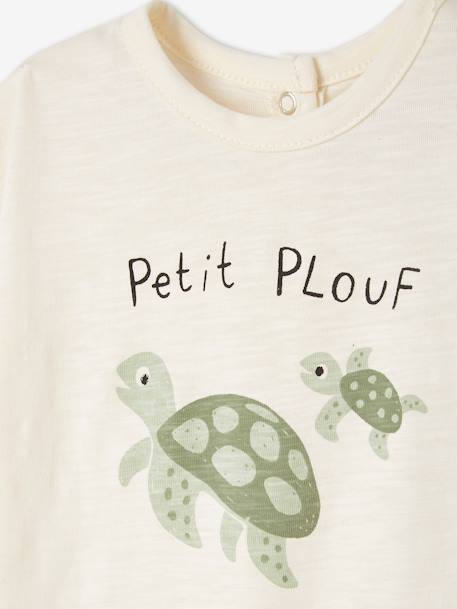 T-shirt  'animais marinhos', de mangas curtas, para bebé amarelo-pálido+BEGE CLARO LISO COM MOTIVO+verde-água 