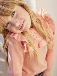 Camisola com folho, detalhe em malha ajurada, para menina -Camisola com folho, detalhe em malha ajurada, para menina