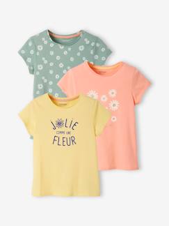 Lote de 3 t-shirts sortidas com detalhes irisados, para menina Menina 2-14 anos-Lote de 3 t-shirts sortidas com detalhes irisados, para menina