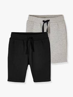 Lote de 2 bermudas em moletão, para menino Menino 2-14 anos-Lote de 2 bermudas em moletão, para menino