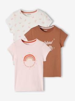 Lote de 3 t-shirts sortidas com detalhes irisados, para menina Menina 2-14 anos-Lote de 3 t-shirts sortidas com detalhes irisados, para menina