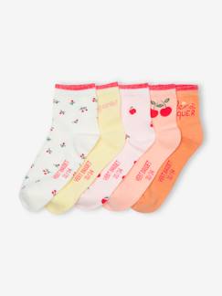Lote de 5 pares de meias Tutti-Frutti, para menina -Lote de 5 pares de meias Tutti-Frutti, para menina