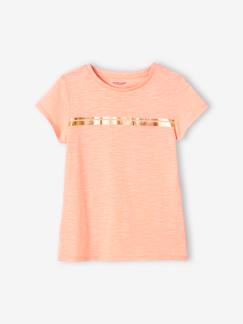 T-shirt de desporto com riscas irisadas, para menina Menina 2-14 anos-T-shirt de desporto com riscas irisadas, para menina
