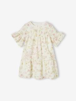 Vestido de cerimónia com folhos, às flores, para menina -Vestido de cerimónia com folhos, às flores, para menina