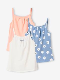 Lote de 3 tops de alças finas Basics, para menina Menina 2-14 anos-Lote de 3 tops de alças finas Basics, para menina