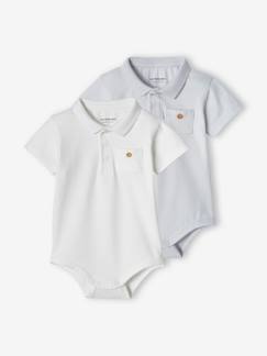 Lote de 2 bodies com gola polo e bolso, para recém-nascido -Lote de 2 bodies com gola polo e bolso, para recém-nascido