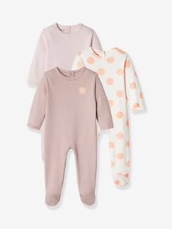 Lote de 3 pijamas básicos, em interlock, para bebé Bebé 0-36 meses-Lote de 3 pijamas básicos, em interlock, para bebé
