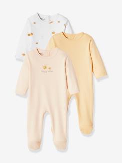 Lote de 3 pijamas básicos, em interlock, para bebé Bebé 0-36 meses-Lote de 3 pijamas básicos, em interlock, para bebé