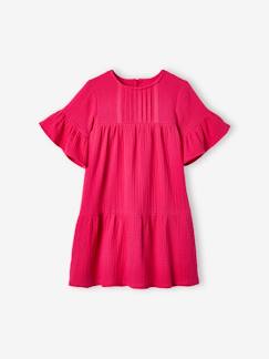 Vestido em gaze de algodão, para menina -Vestido em gaze de algodão, para menina
