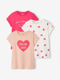 Lote de 3 t-shirts sortidas com detalhes irisados, para menina Menina 2-14 anos-Lote de 3 t-shirts sortidas com detalhes irisados, para menina