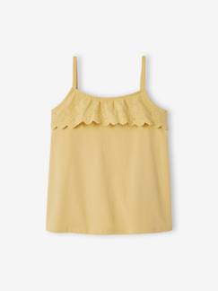 Top com folhos em bordado inglês, para menina Top com folhos em bordado inglês, para menina