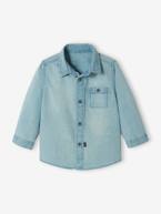 Camisa de ganga, personalizável, para bebé menino Azul claro desbotado 