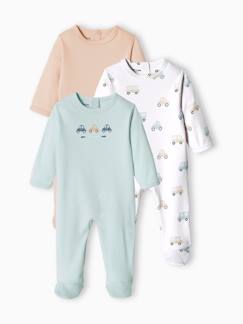 Lote de 3 pijamas básicos, em interlock, para bebé Bebé 0-36 meses-Lote de 3 pijamas básicos, em interlock, para bebé