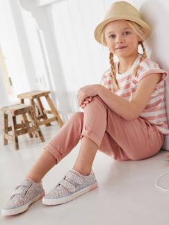 Menina 2-14 anos-Calças -Calças paperbag com cinto tipo lenço estampado, para menina