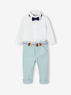 Conjunto de cerimónia, calças com cinto, camisa e laço-papillon, para bebé -Conjunto de cerimónia, calças com cinto, camisa e laço-papillon, para bebé
