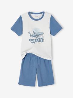 Pijama Basics estampado com tubarão, para menino Menino 2-14 anos-Pijama Basics estampado com tubarão, para menino