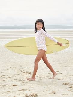 Conjunto de banho anti UV, camisola + shorties, para menina -Conjunto de banho anti UV, camisola + shorties, para menina