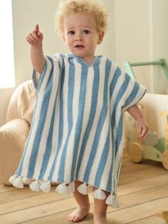 Têxtil-lar e Decoração-Roupa de banho-Poncho às riscas, personalizável, para bebé