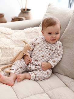 Pijama às riscas com abertura à frente, em algodão, para bebé menino