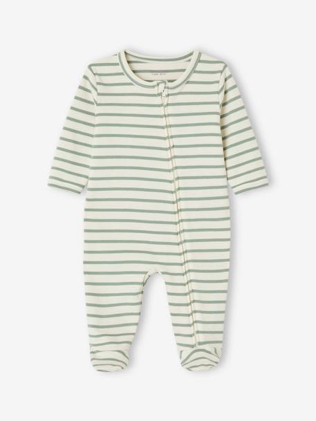 Lote de 2 pijamas, em interlock, para bebé verde-salva 