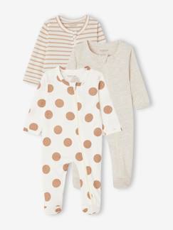 Bebé 0-36 meses-Pijamas, babygrows-Lote de 3 pijamas em jersey, abertura com fecho, BASICS, para bebé