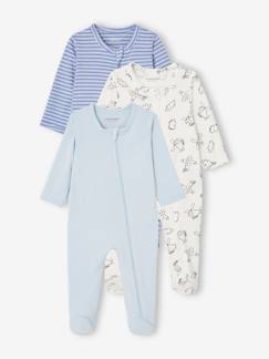 Lote de 3 pijamas em jersey, abertura com fecho, BASICS, para bebé