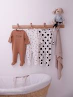 Lote de 3 pijamas, em interlock, para bebé, BASICS azul-acinzentado+cappuccino+rosa 