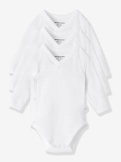 Lote de 3 bodies brancos de mangas compridas, para recém-nascido, coleção Bio Selecção Especial Bebés Prematuros-Lote de 3 bodies brancos de mangas compridas, para recém-nascido, coleção Bio