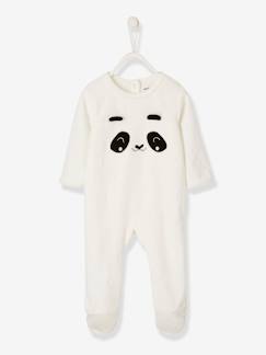 Bebé 0-36 meses-Pijamas, babygrows-Babygrow em veludo com molas de pressão atrás, para bebé
