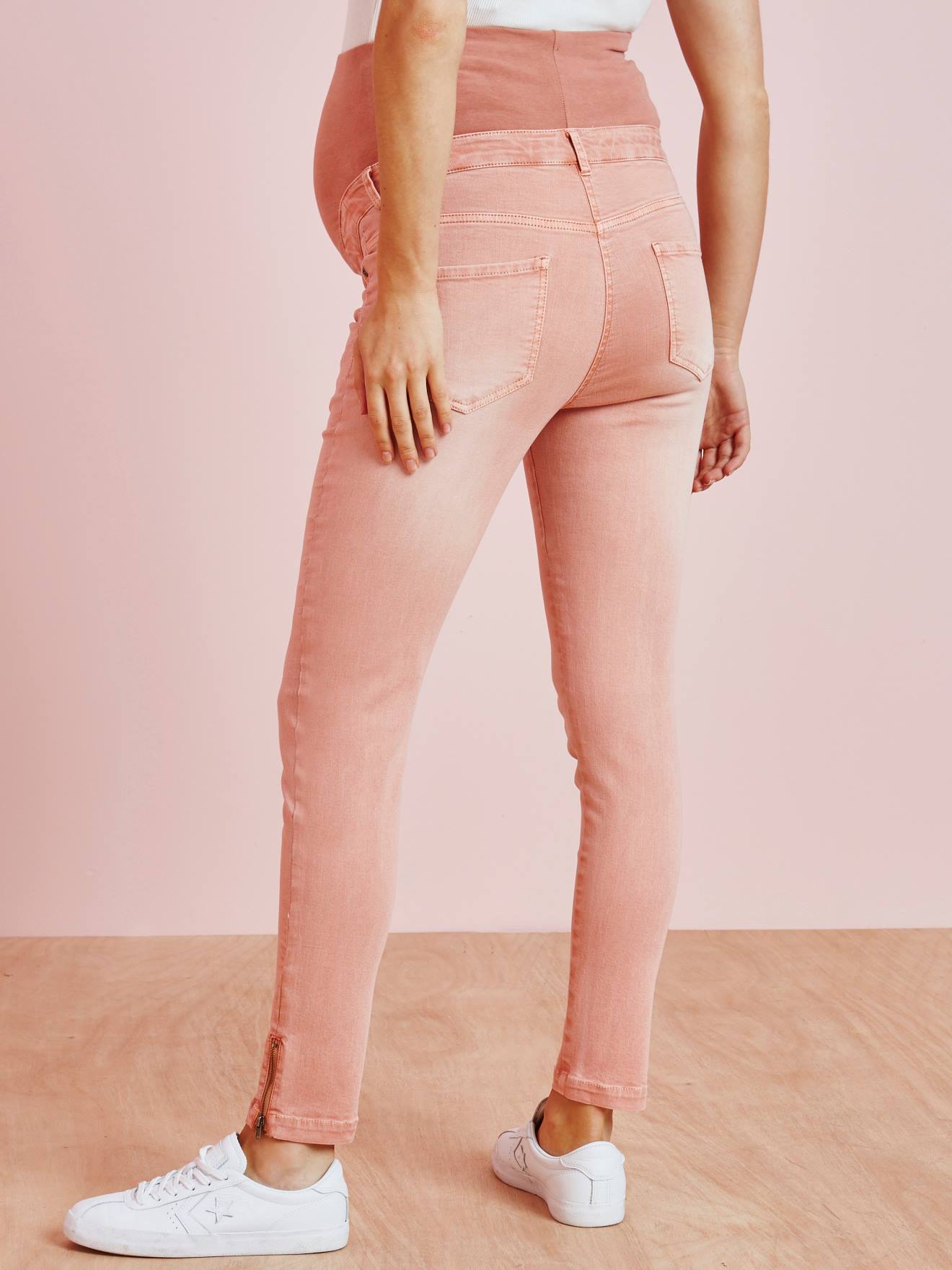Jeans slim 7/8s, para grávida rosa escuro liso