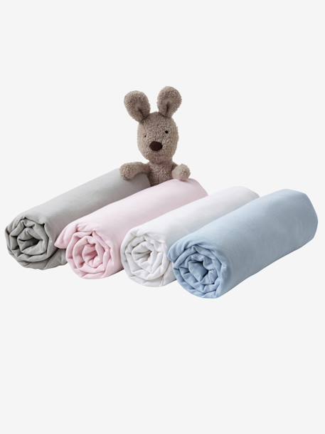 Lote de 2 lençóis-capa brancos em jersey, para bebé Branco 