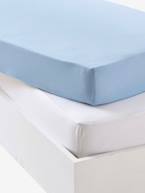 Lote de 2 lençóis-capa em jersey extensível, para bebé Azul+Cinzento+Rosa pálido 