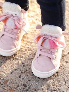 Calçado-Calçado bebé (17-26)-Bebé caminha menina (19-26)-Sapatilhas-Sapatilhas de cano subido com 3 pompons, para bebé menina