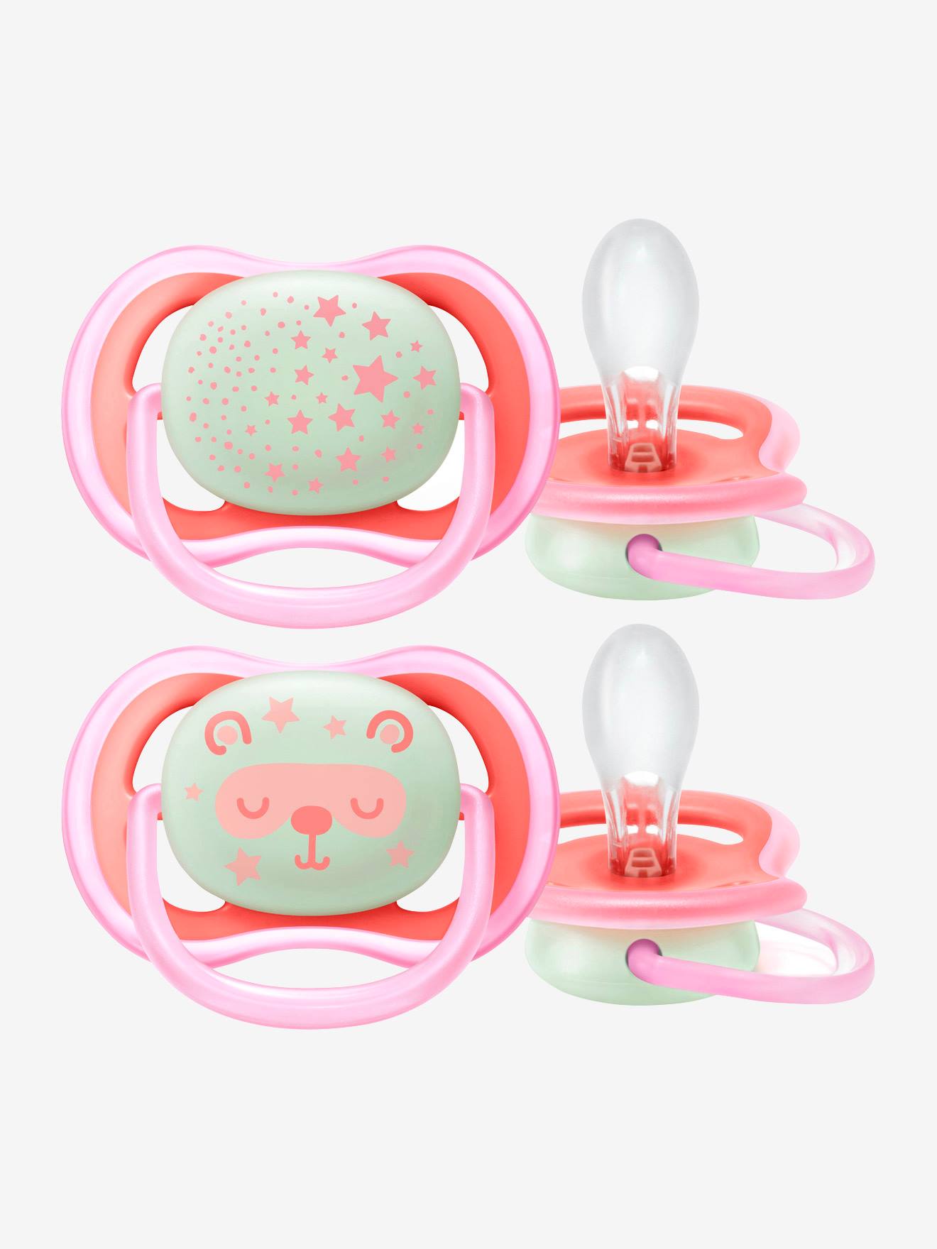 Conjunto 2 Chupetas  AVENT 6-18m Ultra Air Night Time Menina