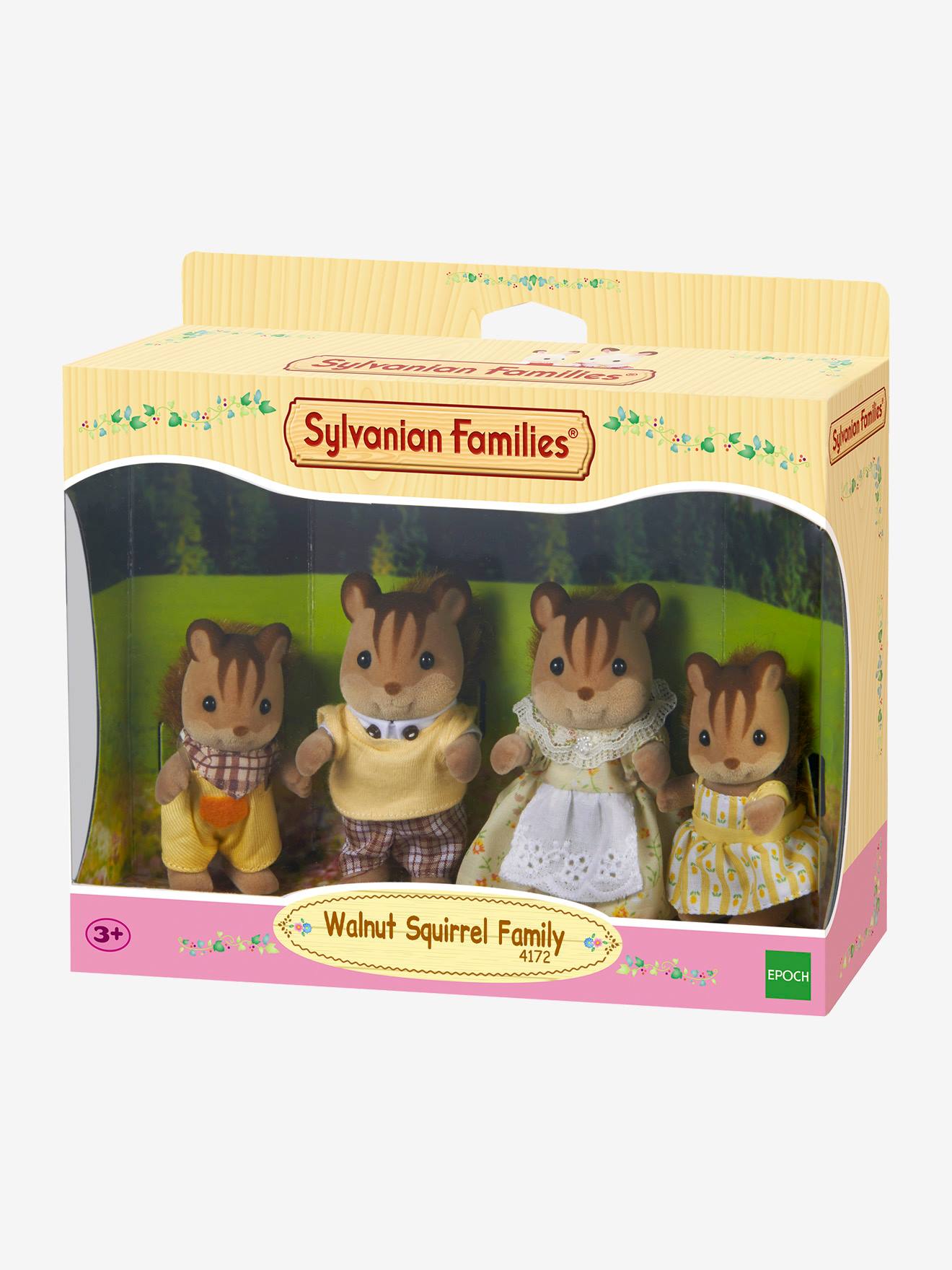 4172 - A família Esquilo Ruivo, SYLVANIAN FAMILIES laranja medio liso com motivo