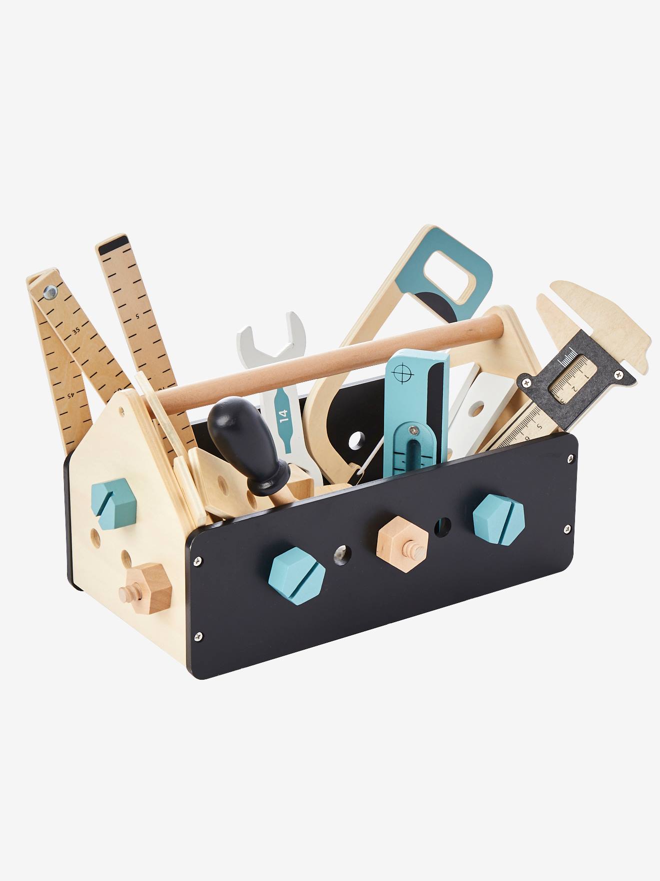Caixa de ferramentas para construção em madeira sem cor
