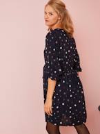 Vestido com acabamento em fio brilhante, para grávida AZUL ESCURO ESTAMPADO 