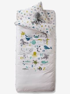 Têxtil-lar e Decoração-Roupa de cama criança-Capas de edredon-Conjunto pronto-a-dormir com edredon, tema Abecedário de animais marinhos