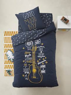Têxtil-lar e Decoração-Roupa de cama criança-Conjunto capa de edredon + fronha de almofada, tema Rock Star