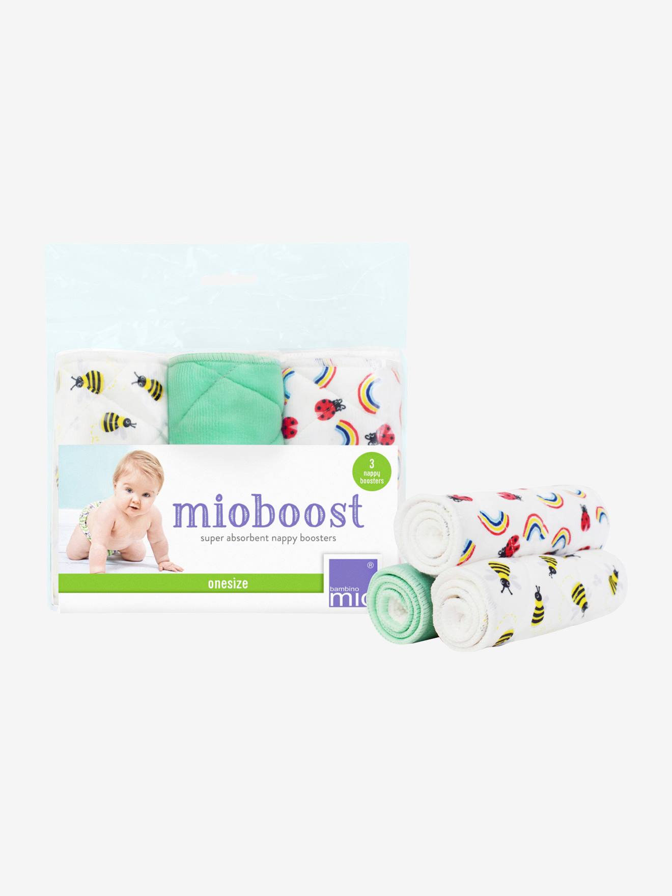 Mioboost, reforço para fraldas laváveis (x3),  branco claro estampado