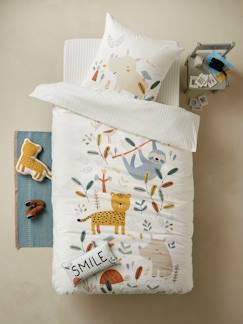 Têxtil-lar e Decoração-Conjunto capa de edredon + fronha de almofada, tema JUNGLE PARADISE