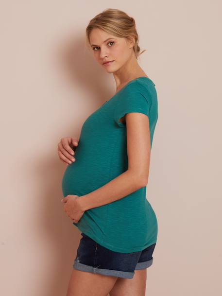 T-shirt tipo tunisina, especial gravidez e amamentação ROSA ESCURO LISO+VERDE ESCURO LISO 