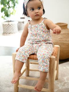 Bebé 0-36 meses-Macacões-Conjunto macacão e fita para o cabelo, em moletão, para bebé menina
