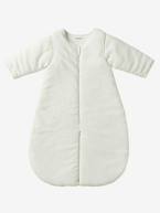 Saco de bebé em microfibra, mangas amovíveis, especial passeio Cru+Toupeira+Violeta 