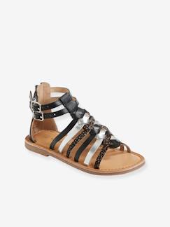 Calçado-Calçado menina (23-38)-Sandálias em pele, estilo romano, para menina