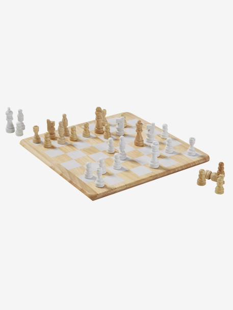 Jogo de xadrez em madeira bege 