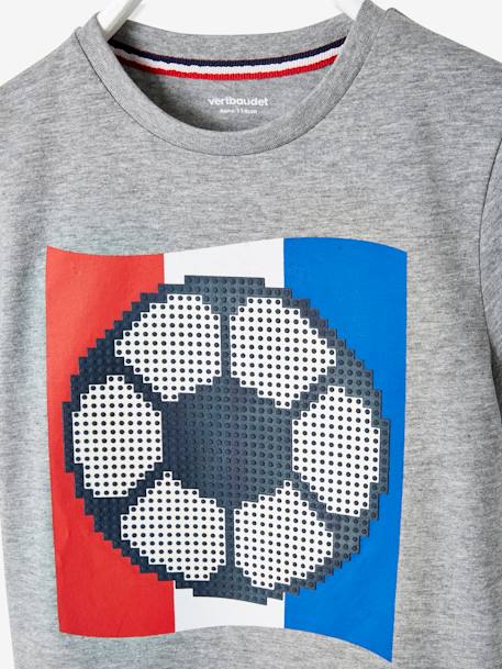 T-shirt de futebol, com bola em relevo, para menino CINZENTO MEDIO MESCLADO 